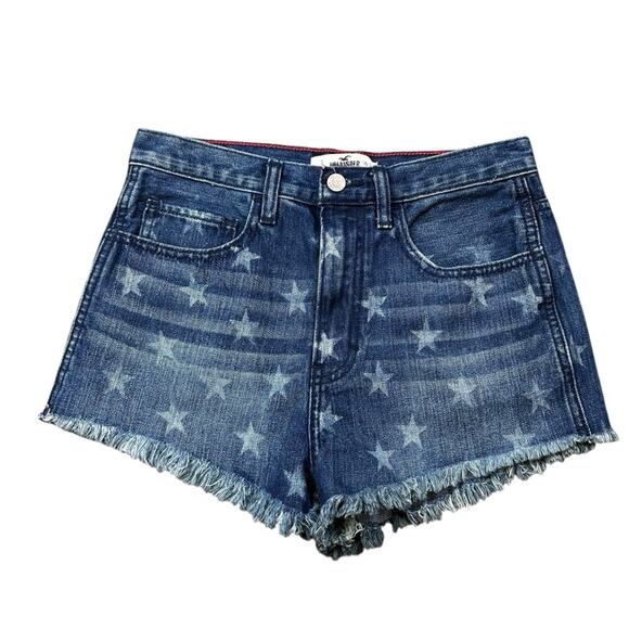 Hollister Blue Jean Shorts High Rise with Star Pattern Size 3/26 - Picture 1 of 4